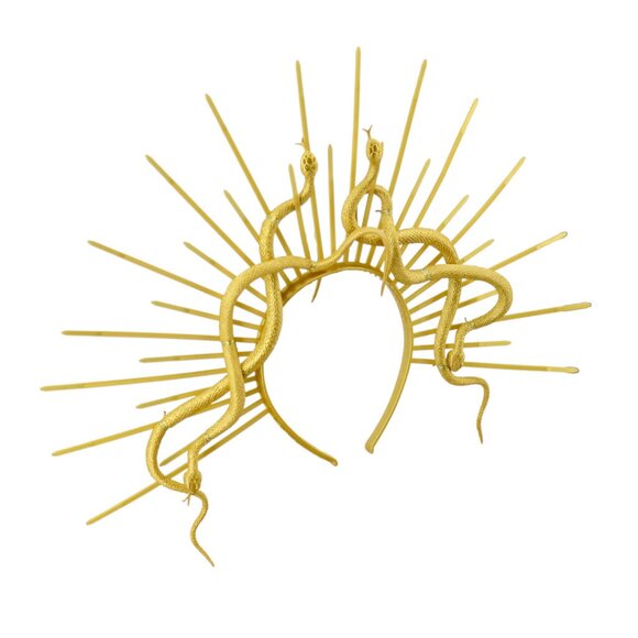 NEW Double Serpent Halo Headband — Gold Medusa Snake Crown - Picture 2 of 2